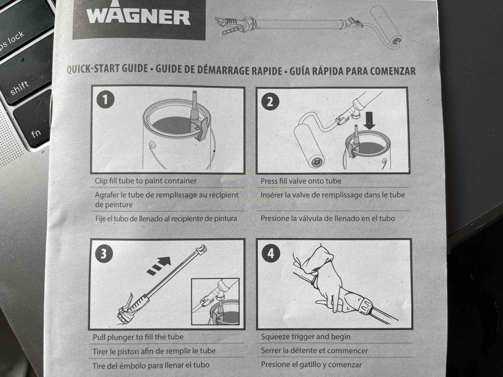 Wagner EZ roller Quisk start guide, image from the manual